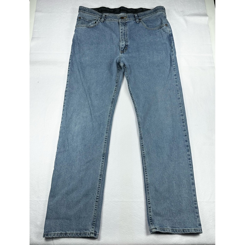 Wrangler Mens Regular Fit Light Wash Denim Jeans 36x32 96CFMLW Stretch Comfort